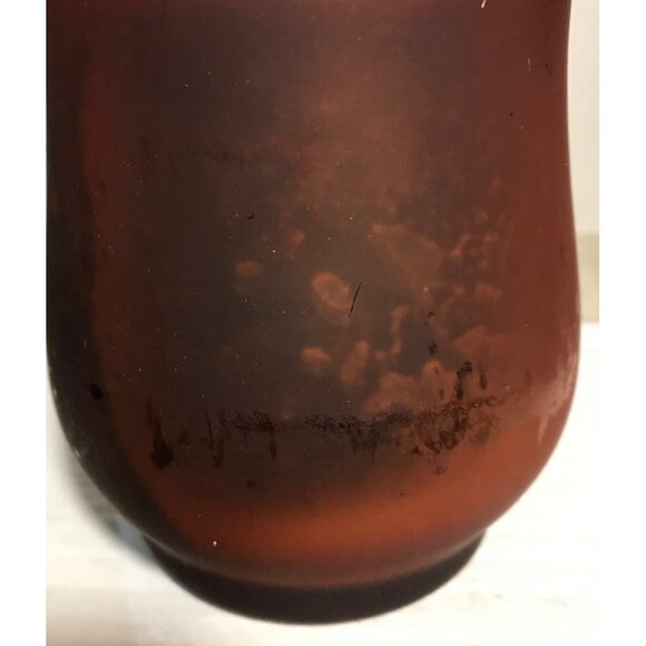 Vintage Frosted Amber Glass Candle Amber Unscented Wax - Picture 6 of 10